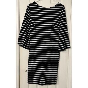 Old Navy Black And White Striped Dress Cotton/polyester Medium